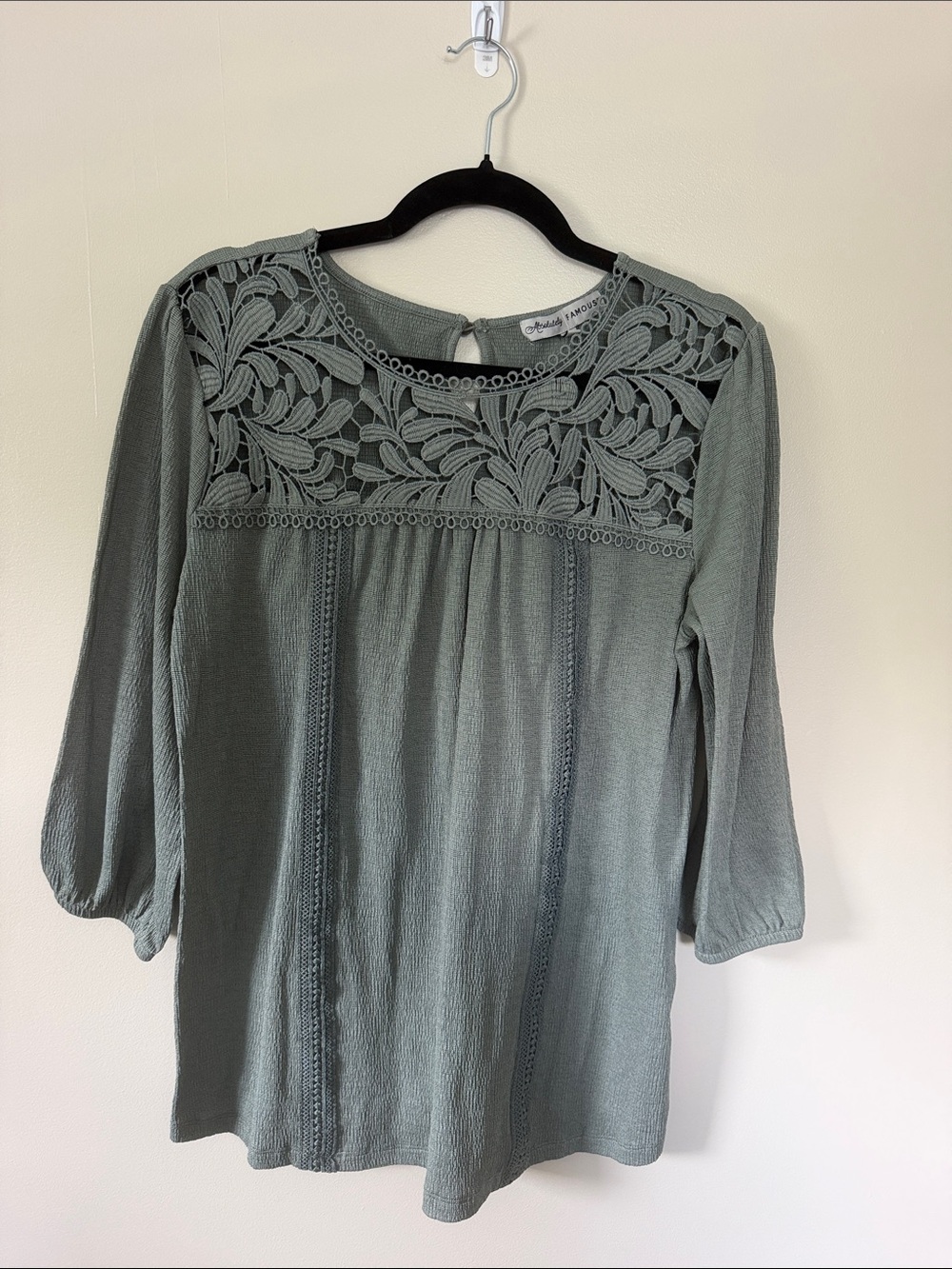 Sage Green Lace Yoke Blouse
